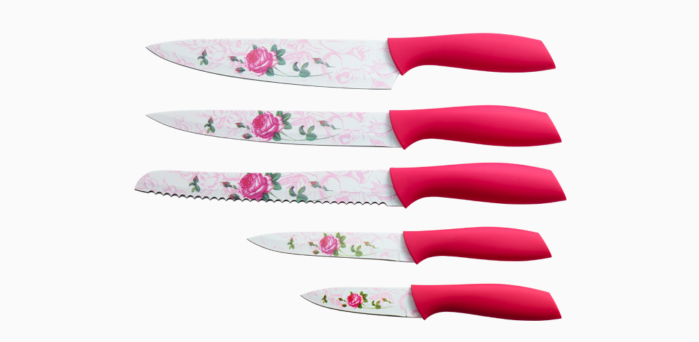 pp handle coating knife set with acrylic block